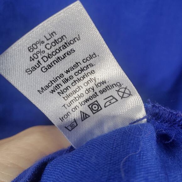 J Crew linen and Cotton blend decorative blue tank top Size 2 - Picture 3 of 6